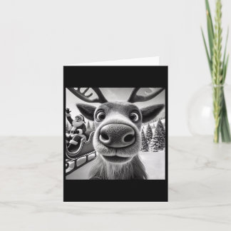Grappige rendier selfie met Kerstman slee Kerstmis Kaart