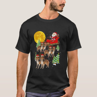 Grappige rendier Sheltie honden met Kerstman slee T-shirt