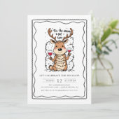 Grappige rendier vakantie partij uitnodiging (Staand voorkant)