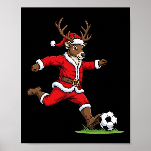 Grappige rendier voetbal Kerstmis kinderen jongens Poster (Voorkant)