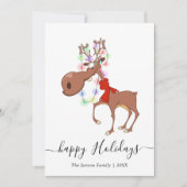 Grappige rendier vrolijk kerstgroet feestdagenkaart (Voorkant)