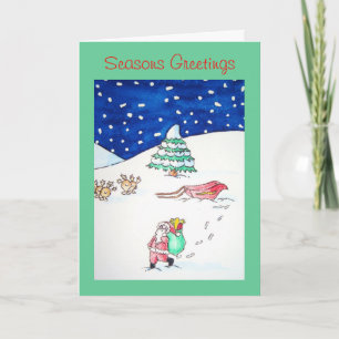 Grappige rendieren en kerstsneeuw scène voor Kerst Feestdagen Kaart