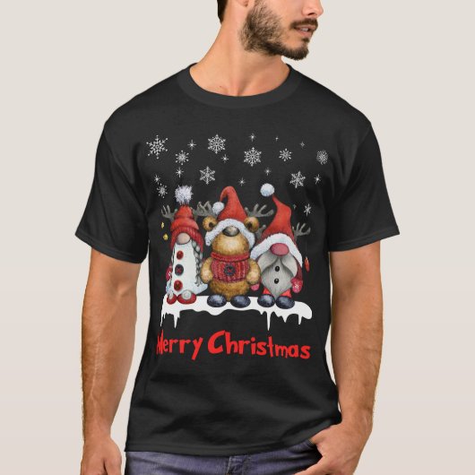 Grappige rendieren kabouters kerst t-shirt (Voorkant)