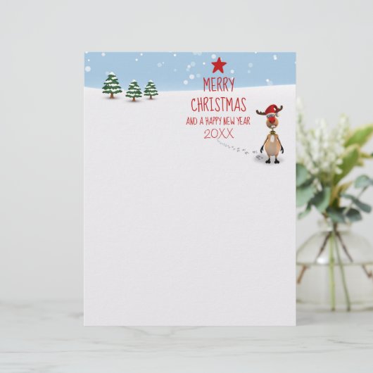 Grappige rendieren Kerstmis Nieuwjaar Boom 2024 (Staand voorkant)