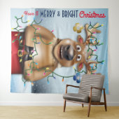 Grappige rendieren kerstvakantie achtergrond wandkleed (In Situ (horizontaal))