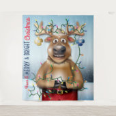 Grappige rendieren kerstvakantie achtergrond wandkleed (Voorkant)