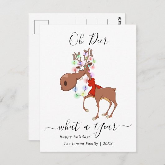 Grappige rendieren Vrolijk Kerstfeest Groet Vakant Briefkaart (Voorkant / Achterkant)