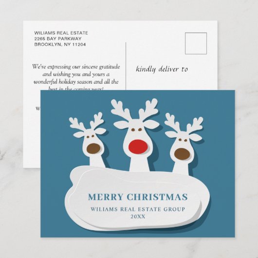 Grappige rendieren Vrolijk Kerstmis Corporate Groe Briefkaart (Voorkant / Achterkant)