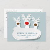 Grappige rendieren Vrolijk Kerstmis Corporate Groe Briefkaart (Voorkant / Achterkant)