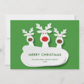 Grappige rendieren Vrolijk Kerstmis Corporate Groe Feestdagenkaart (Voorkant)