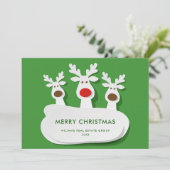 Grappige rendieren Vrolijk Kerstmis Corporate Groe Feestdagenkaart (Staand voorkant)