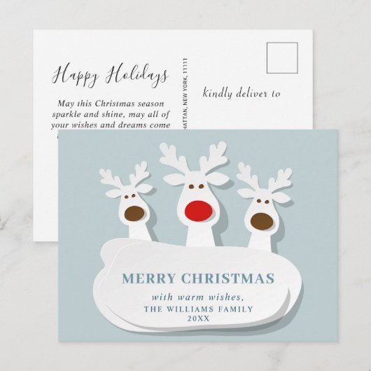 Grappige rendieren Vrolijke Kerstmis Groet Vakanti Briefkaart (Voorkant / Achterkant)