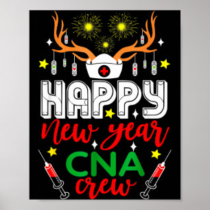 Grappige Rendierhoorn Verpleegster Kerst Gelukkig Poster