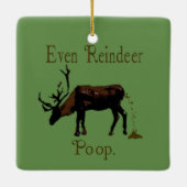 Grappige Rendierpoep Kerst Keramisch Ornament (Achterkant)