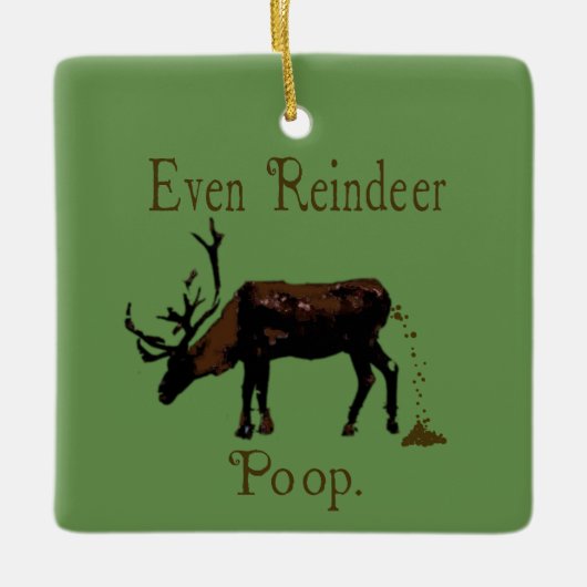 Grappige Rendierpoep Kerst Keramisch Ornament (Voorkant)