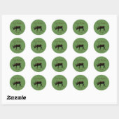 Grappige Rendierpoep Kerst Ronde Sticker (Vel)
