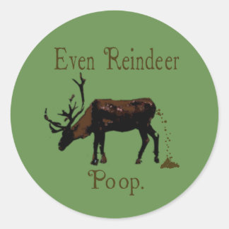 Grappige Rendierpoep Kerst Ronde Sticker