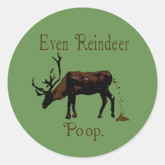 Grappige Rendierpoep Kerst Ronde Sticker (Voorkant)