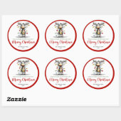 Grappige rendierwhimsische kerstkaart sticker ontw (Vel)