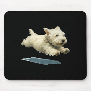 Grappige rennende hond kunstprint schattige westie muismat