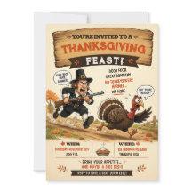 Grappige Rennende Kalkoen Pelgrim Thanksgiving Fee