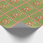Grappige Rennende Peperkoek Kerstmis Cadeaupapier (Hoek)