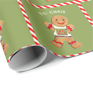 Grappige Rennende Peperkoek Kerstmis Cadeaupapier