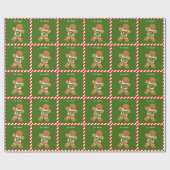 Grappige Rennende Peperkoek Man Cadeaupapier (Vlak)