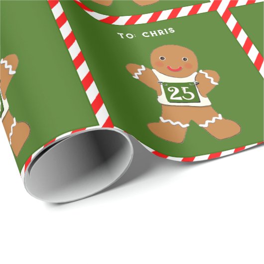 Grappige Rennende Peperkoek Man Cadeaupapier (Rol Hoek)