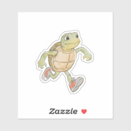 Grappige rennende schildpad sticker | Cartoon