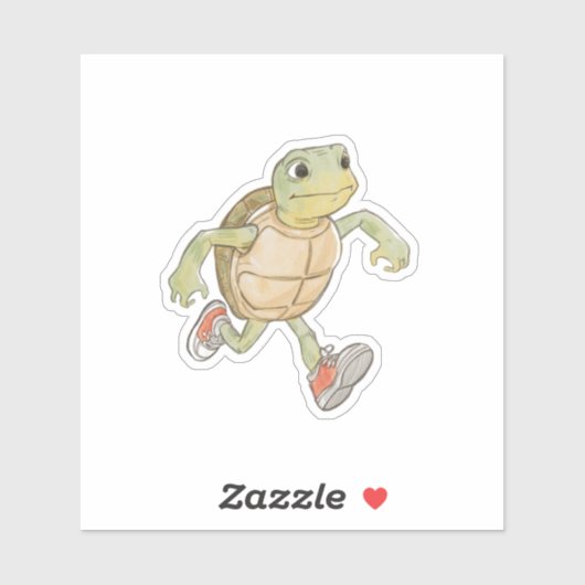 Grappige rennende schildpad sticker | Cartoon (Vel)