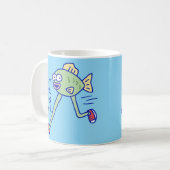 Grappige Rennende Vis Met Benen Koffiemok (Voorkant links)