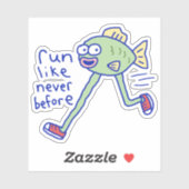 Grappige Rennende Vis Met Benen Sticker (Vel)