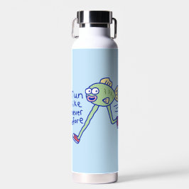 Grappige Rennende Vis Met Benen Waterfles