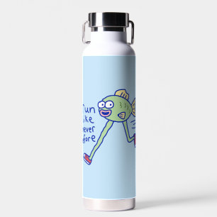 Grappige Rennende Vis Met Benen Waterfles