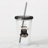 Grappige rennende waterbuffel cartoon acryl drinkbeker (Achterkant)