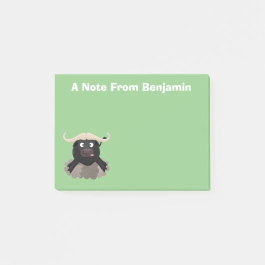 Grappige rennende waterbuffel cartoon post-it® notes (Voorkant)