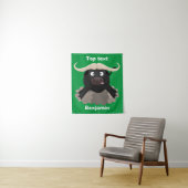 Grappige rennende waterbuffel cartoon wandkleed (In situ)