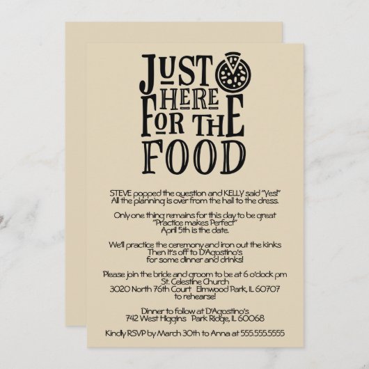 Grappige repetitie diner uitnodiging (Voorkant / Achterkant)