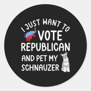 Grappige Republikeinse huisdier mijn schnauzer kie Ronde Sticker