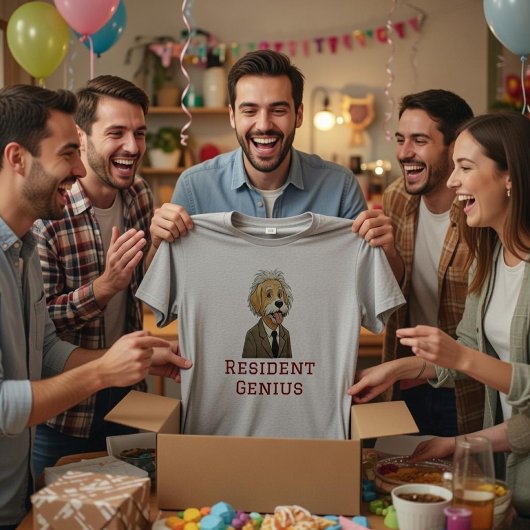 Grappige "Resident Genius" Hond Einstein Parodie Tri-Blend Shirt