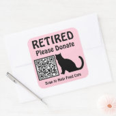 Grappige Retirement Custom QR Code Kat Thema Roze Vierkante Sticker (Envelop)