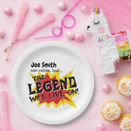 Grappige retirement party legende zal voortleven papieren bordje (Feest)