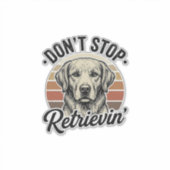 Grappige Retriever Hond Vintage Gravure Grafische Sticker (Voorkant)