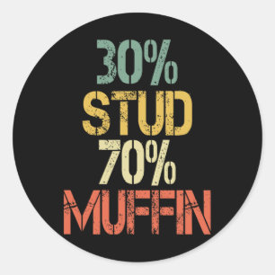 Grappige Retro 30 Stud 70 Muffin Sarcasme Pa Bod F Ronde Sticker
