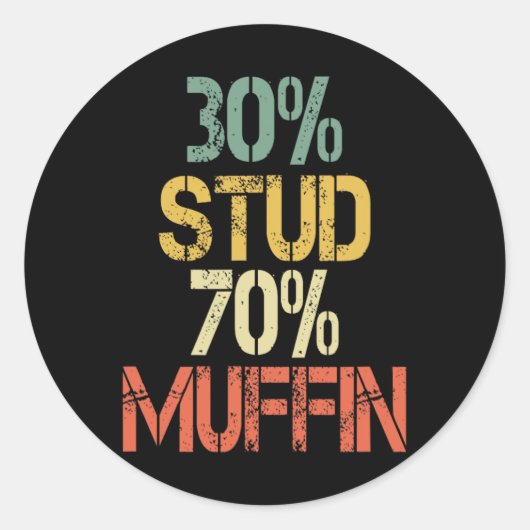 Grappige Retro 30 Stud 70 Muffin Sarcasme Pa Bod F Ronde Sticker (Voorkant)