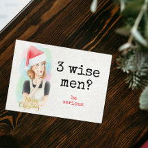 Grappige Retro '3 Wijzen? Doe Normaal' Kerstkaart