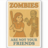 Grappige Retro  70s Zombie Survival Humor Sticker (Voorkant)