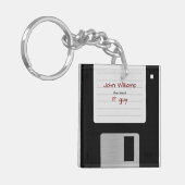 Grappige Retro 80s computer diskette Sleutelhanger (Voorkant Links)