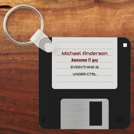 Grappige Retro 80s computer diskette Sleutelhanger (Voorkant)